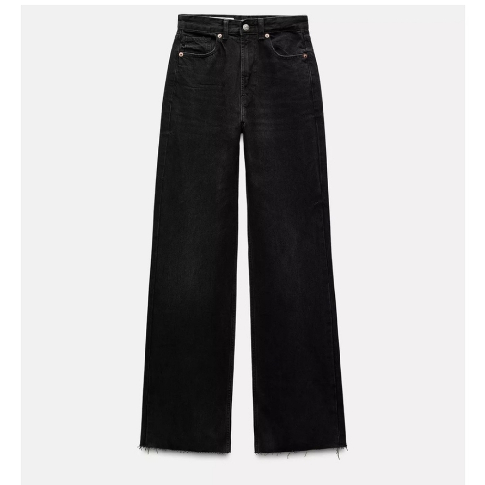 Zara Charcoal Wide Leg Flare Jeans